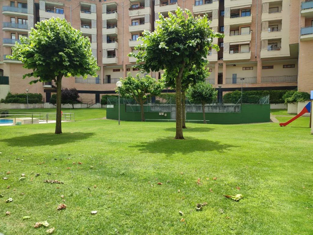 Jardín con árboles y césped