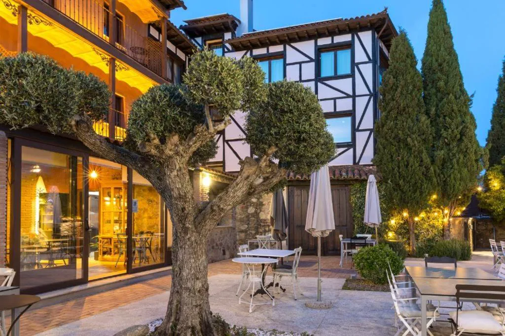 Jardín del hotel con árboles y camino