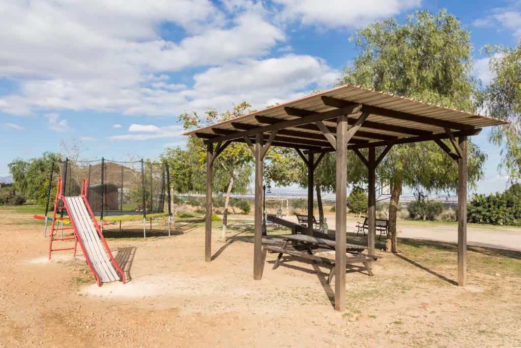 Zona de juegos y pérgola de madera
