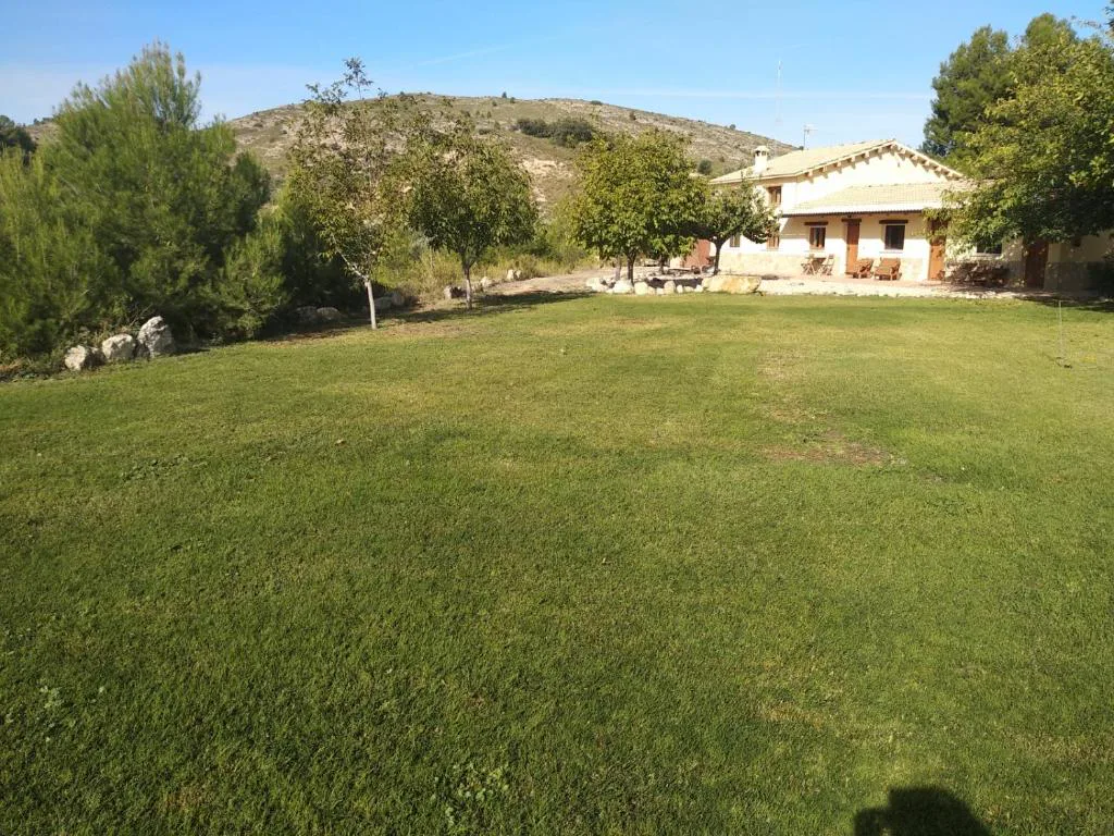 Jardín de césped junto a la casa